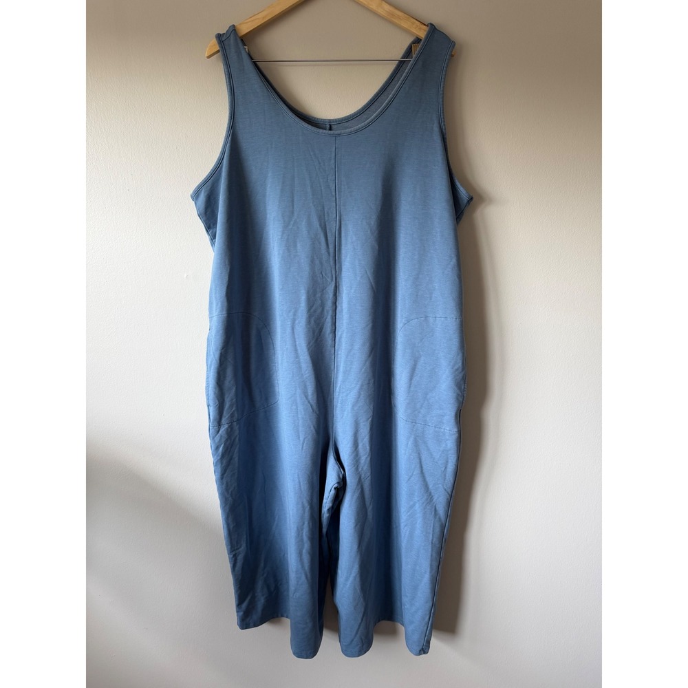 AnyBody Blue Sleeveless Scoop Neck Jumpsuit Romper